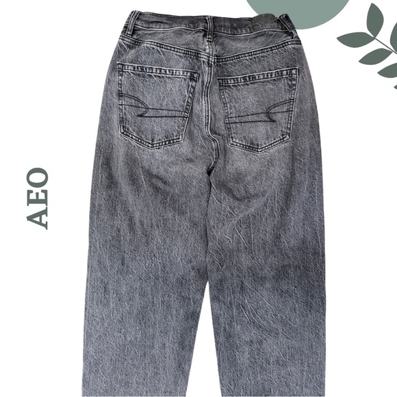 🛍️3/$40 American Eagle High Rise Baggy Jeans in Charcoal Grey – Size 0 - Picture 5 of 6